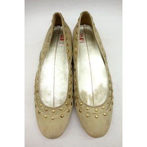 G Series Air Gold Studded Leather Slip On Driving Flats Shoes Women's 7 B